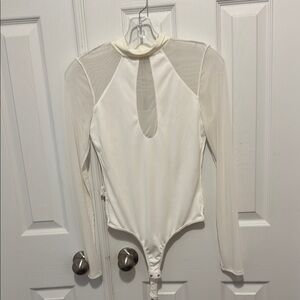 Fashion Nova White Sheer Mesh Bodysuit